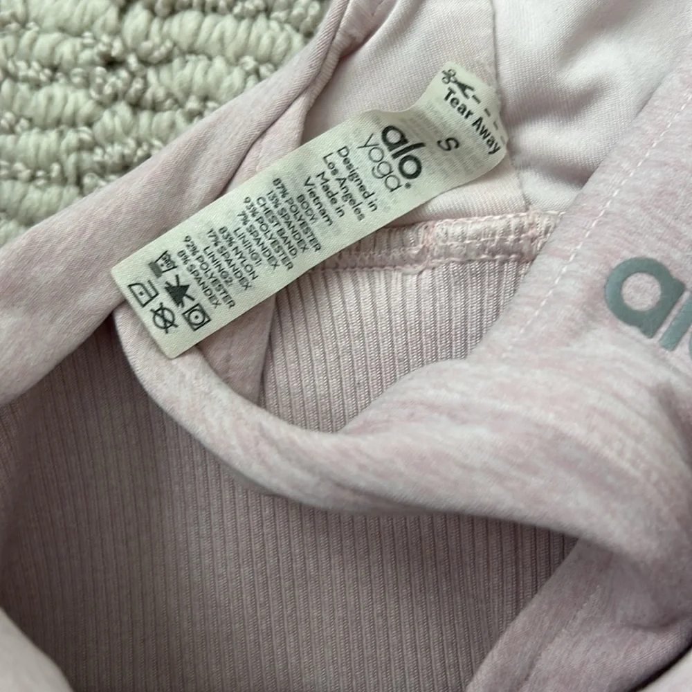 ALO Yoga Alosoft Serenity Sports‎ Bra Racerback Light Heather Pink Sz Small